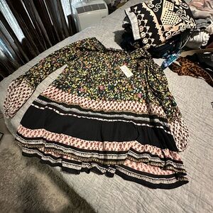 Floral and Geometric Patterned Blouse